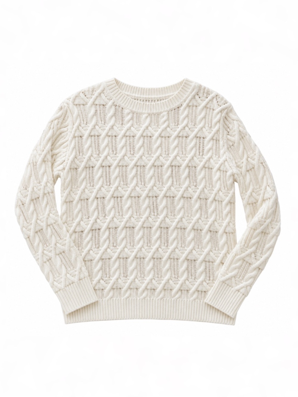 F21 Cream Cable Knit Sweater | Size Medium